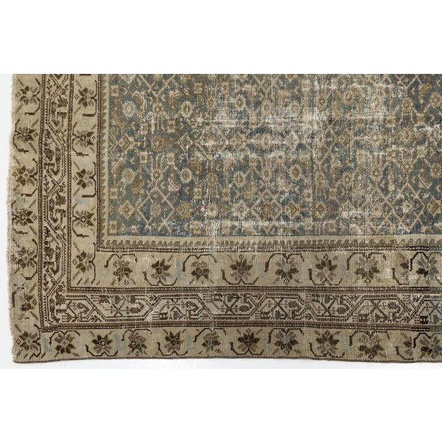 Islamic Antique Malayer Wool Rug With Muted Indigo and Earthy Palettes For Sale - Image 3 of 9