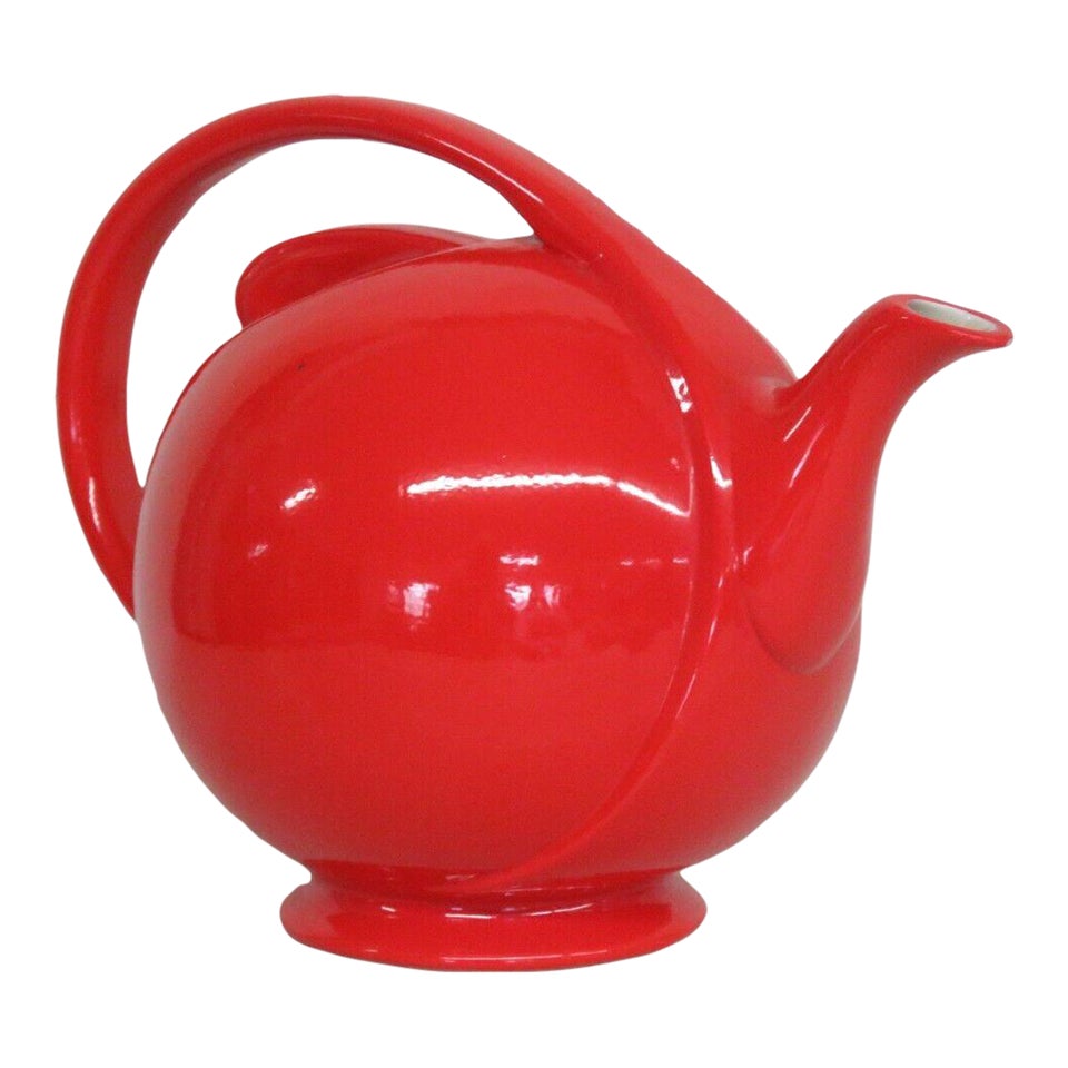 Halls Kitchenware Mid Century Modern Porcelain Red Airflow Sundial Tea