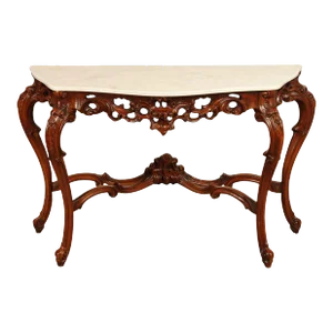 Italian Rococo Style Marble Top Console Table