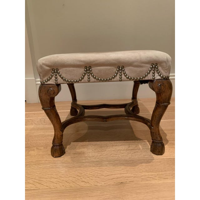 Suede Upholstered Spanish Footstool Chairish