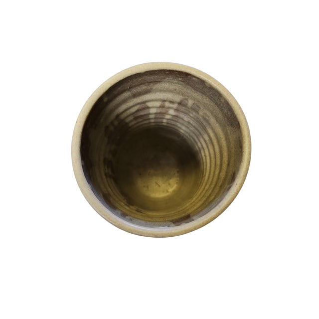 Abstract Vintage Double Section Studio Pottery Tall Vase For Sale - Image 3 of 4