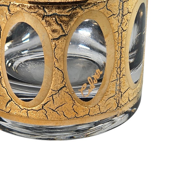 Vintage Culver Pisa Gold Crackle Highball Glasses, Set of 7 For Sale - Image 10 of 11