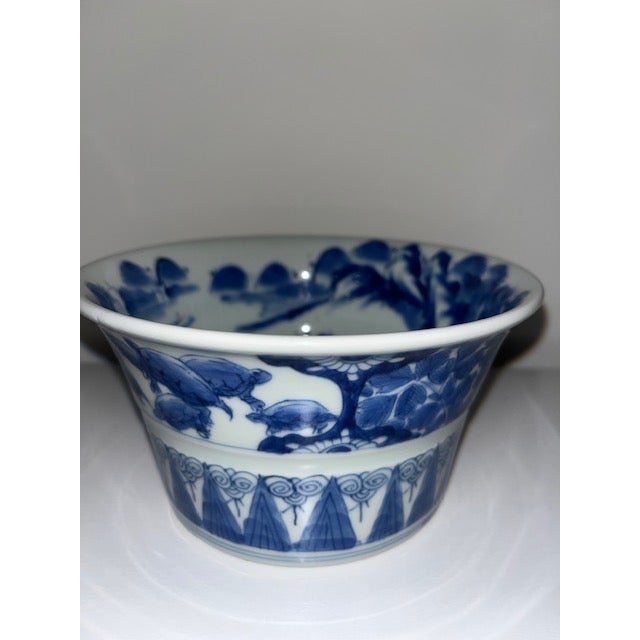 Antique Japanese Blue and White Sake Cup Washing Bowl For Sale - Image 11 of 18