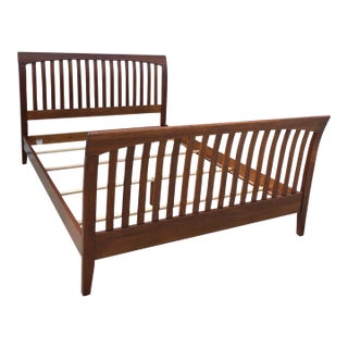 Vintage Ethan Allen American Impressions Queen Sleigh Bed Mission Arts Crafts Headboard For Sale