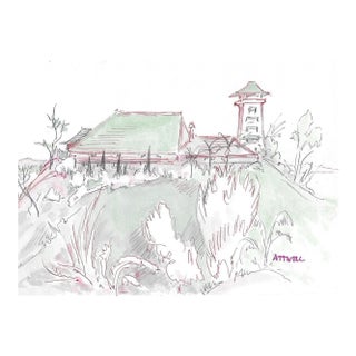 1950s Ivy Attwell Singapore Watercolor For Sale