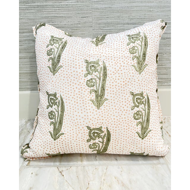Pair of Lisa Fine Kalindi Reverse Pillow Covers in Sage Colorway 18" Square Pillow Cover Colors: Blush and sage Insert NOT...