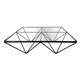 Geometric Glass and Black Metal Coffee Table by Paolo Piva For Sale