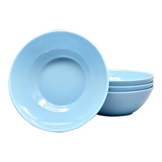 Vintage Blue Opaline Glass Bowls Set of Four For Sale