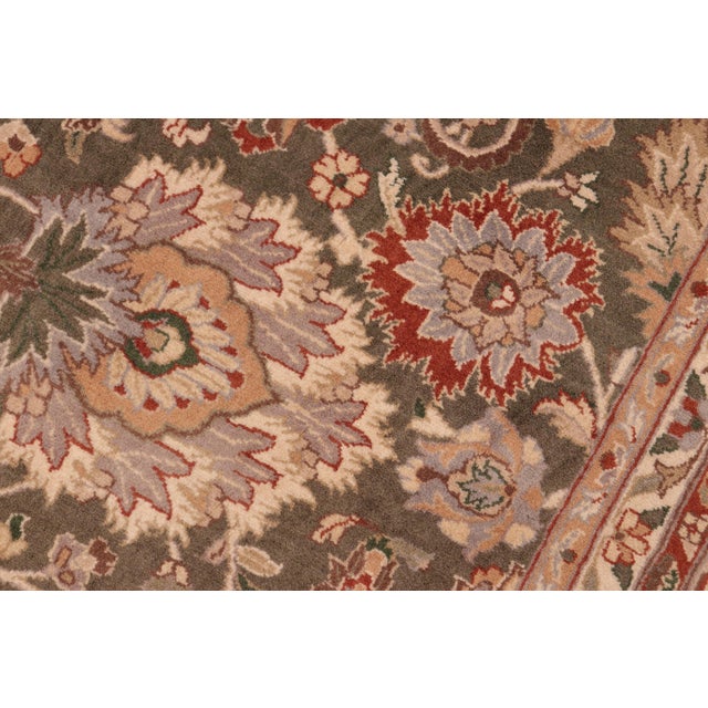 Textile Floral 1990's Pak-Persian Green/Taupe Wool Rug - 6'0'' X 8'9'' For Sale - Image 7 of 9