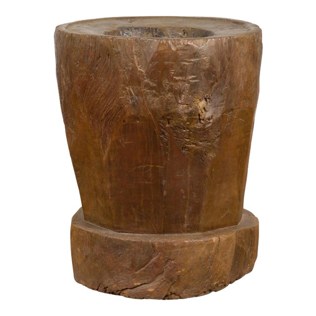 Antique Indonesian Rustic Tree Stump Planter with Weathered Appearance For Sale