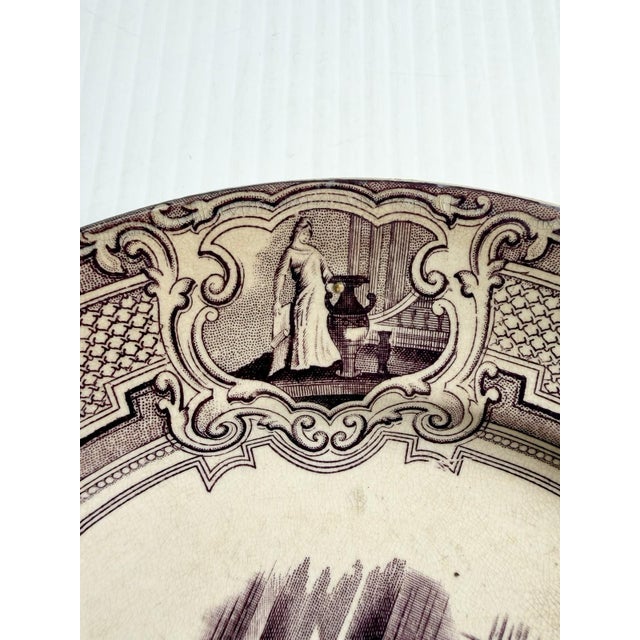Purple Antique Ceramic Plate Primavesi & Sons Cardiff Swansea & Newport Purple Transfer For Sale - Image 8 of 12
