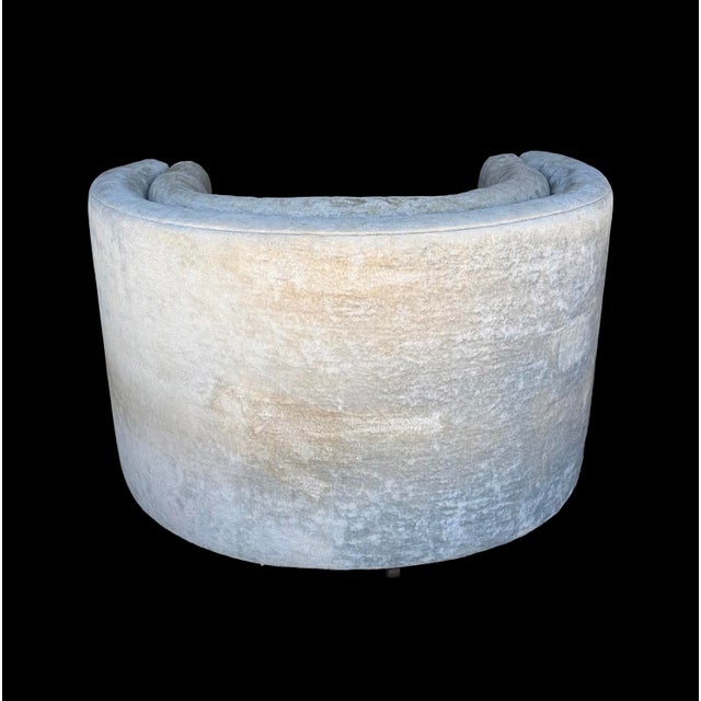 Blue Mid Century Modern Milo Baughman Style Swivel Barrel Tub Chairs - A Pair For Sale - Image 8 of 11