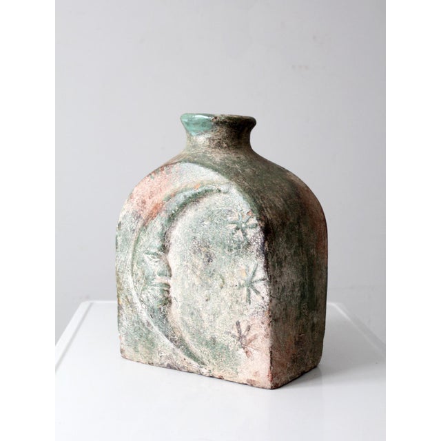 Mid 20th Century Vintage Cement Sun and Moon Vase Sculpture For Sale - Image 5 of 17