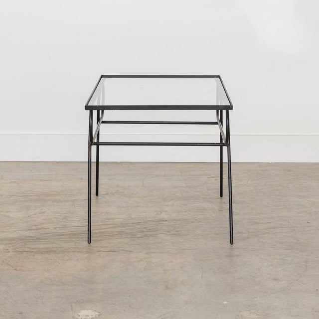 1940s French Iron and Glass Side Table For Sale In Los Angeles - Image 6 of 13