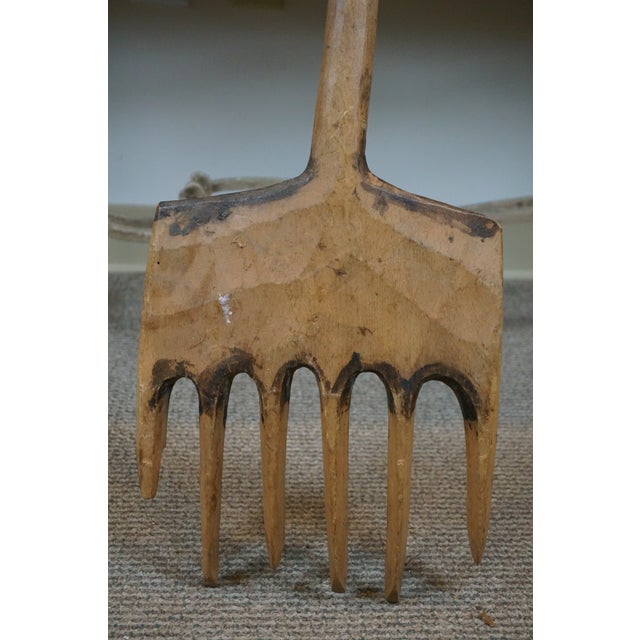 Wood Late 19th Century Primitive Rustic Decorative Wood Farmhouse Farm Tools Hay Fork Coal Shovel- Set of 3 For Sale - Image 7 of 12