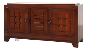 Art Deco Carved Geometric Sideboard in Oak by Charles Dudouyt, 1940