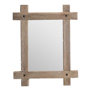 19th Century France Antique White Wood Mirror For Sale