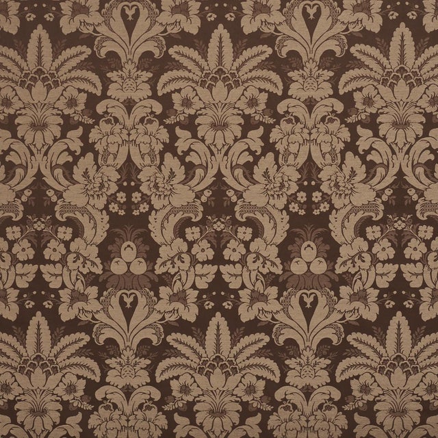 2020s Schumacher Kennedy Damask Fabric In Brown For Sale - Image 5 of 5