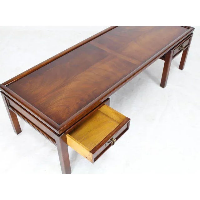 Wood Mid-Century Modern Mahogany Double Pedestal Two Drawers Rectangular Coffee Table For Sale - Image 7 of 9