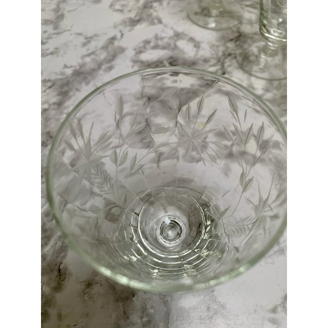 Glass Vintage Etched Glass Stemware - Set of Nine For Sale - Image 7 of 8