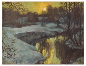 Post Impressionist Sunrise Snowscape, 1998, Oil on Canvas