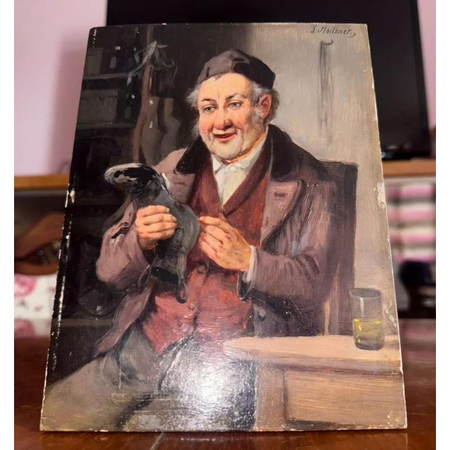 Genre Scene with Gentleman and Bird, Signed Siegfried Stoitzner (Vienna, 1892–1976) For Sale - Image 9 of 13