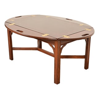 Henkel Harris Georgian Carved Mahogany Butler's Coffee Table For Sale