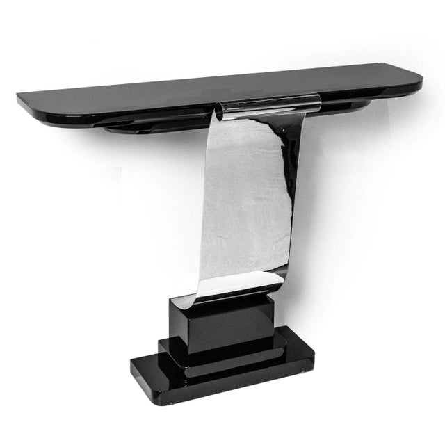 The console is permanently mounted to the wall. All screws are concealed. This console has a very high-quality appearance...