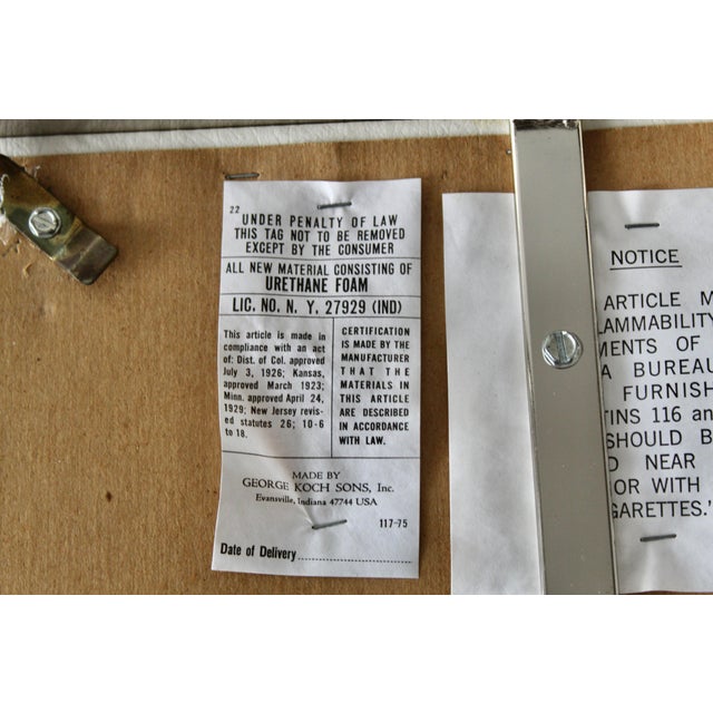 1970s George Koch & Sons Chrome Rectangular Padded Tufted Ivory Vinyl Seat Vanity Stool For Sale - Image 9 of 11