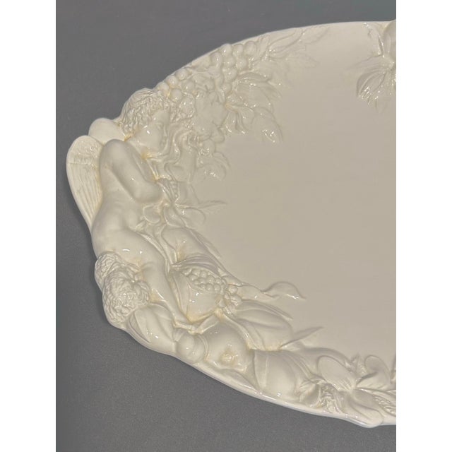 Mid-Century Modern Mid 20th Century Italian Mid Century Modern Gumps Ceramic Cherub Platter For Sale - Image 3 of 7