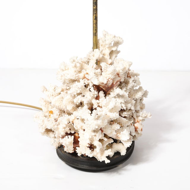 Mid-Century Modernist Coral Table Lamp With Walnut Base & Brass Fittings For Sale - Image 4 of 10