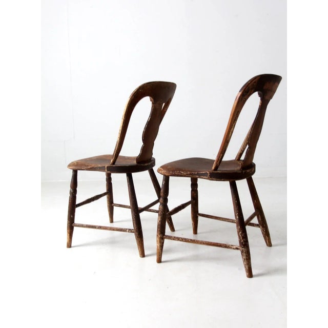 Brown Antique Balloon Back Dining Chairs For Sale - Image 8 of 12
