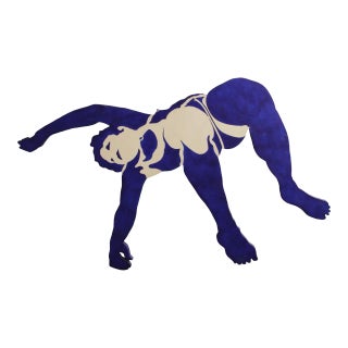 Frank Herz 1970s Blue Nude Dancer Sculptural Painting For Sale