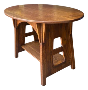 1910s Limbert Mission Oak Oval Library Table Stickley Era