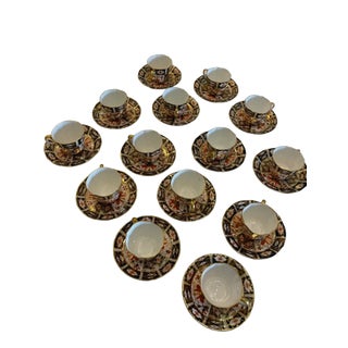Amari Royal Crown Derby Set of 14 Teacups and Saucers Full Set Never Used Antiques - 28 pcs For Sale