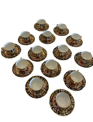 Amari Royal Crown Derby Set of 14 Teacups and Saucers Full Set Never Used Antiques - 28 pcs