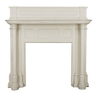Colonial Revival Wooden Mantel With Fluted Pilasters For Sale