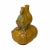 This is a handmade Chinese accent decorative double mouth gourd shape vase made of ceramic. The surface has a relief...