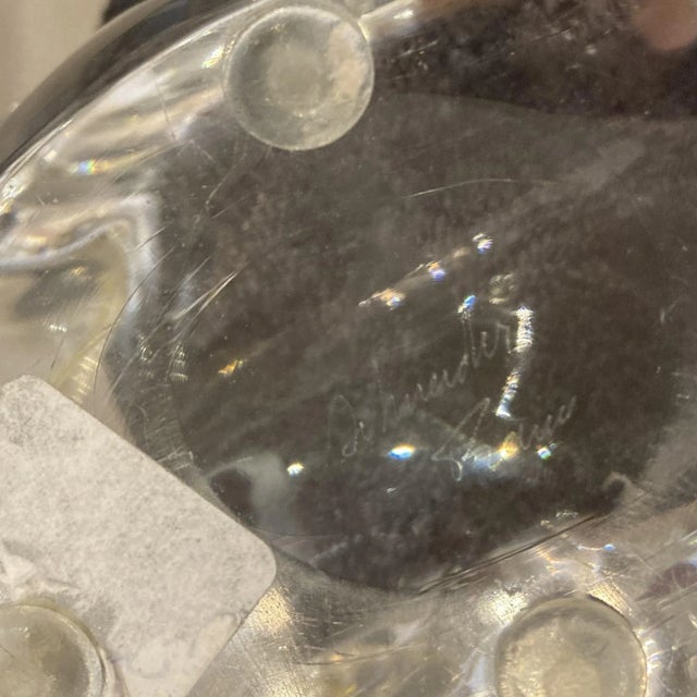 Mid-Century Modern French Crystal Candle Holder, Signed by Schneider - Set of 2 For Sale - Image 3 of 5