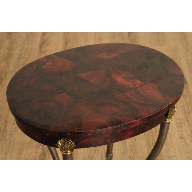 Hollywood Regency Ethan Allen Hollywood Regency Style Oval Top Side Table For Sale - Image 3 of 12