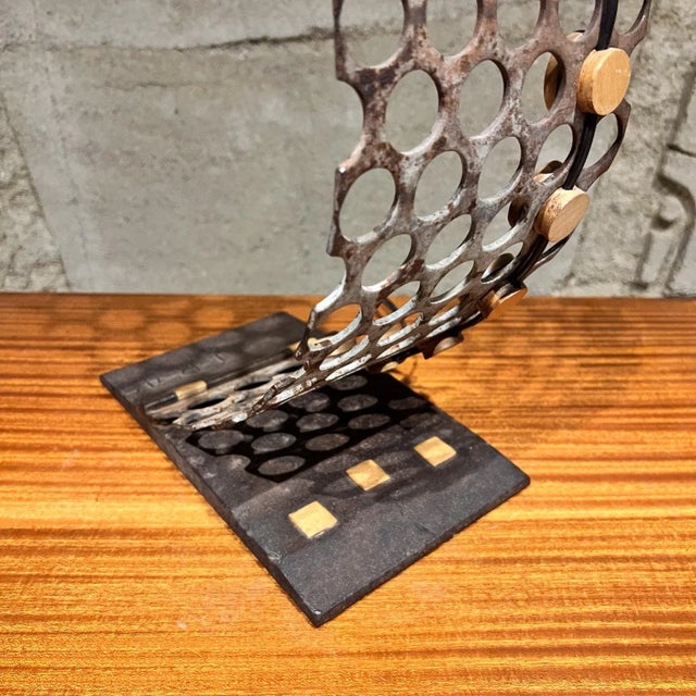 Black 1970s Studio Desk Lamp Perforated Iron Art For Sale - Image 8 of 12