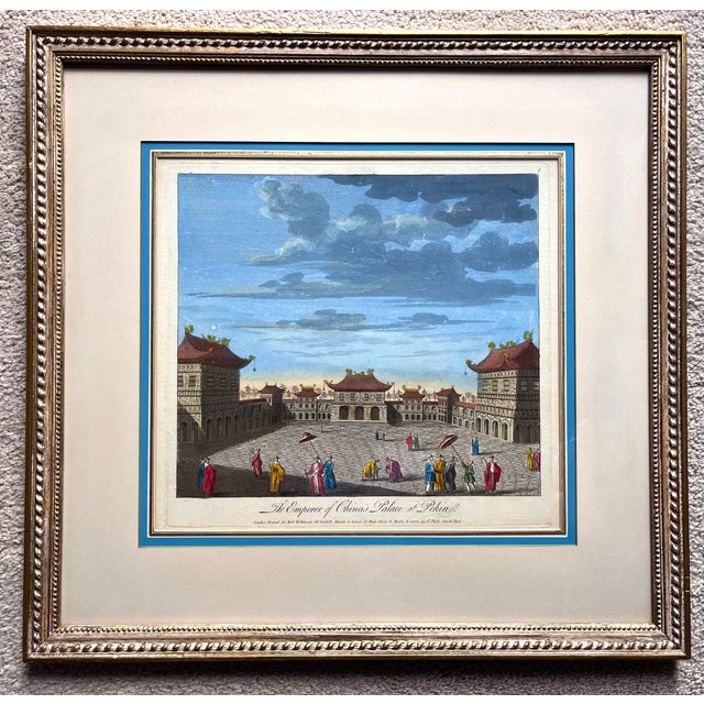 Late 19th Century English 'Chinoiserie' Imperial Palace Engraving- Gold Leaf Frame For Sale - Image 5 of 5