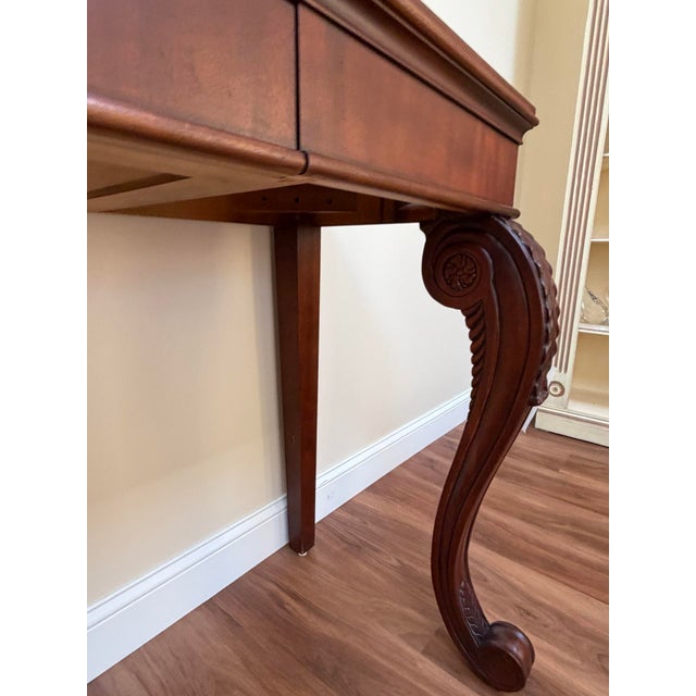Late 20th Century Polo Ralph Lauren Mahogany Regency Console Table 72in Carved Scroll Legs For Sale In New York - Image 6 of 15
