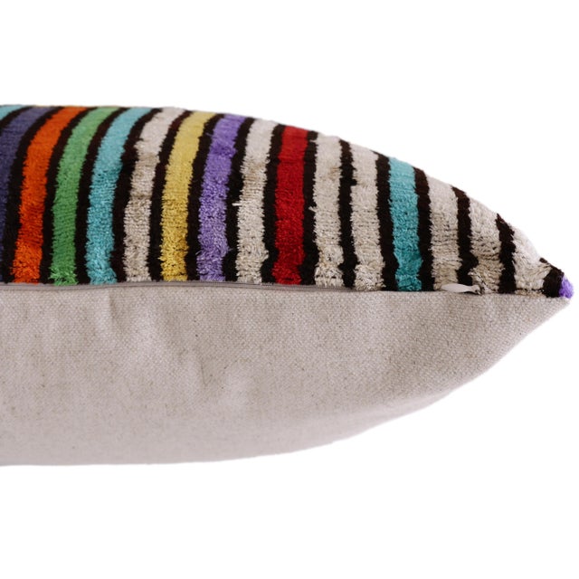 Textile The Vibrant Multi-Color Geometric Silk Velvet Pillow - 20" X 20" For Sale - Image 7 of 8