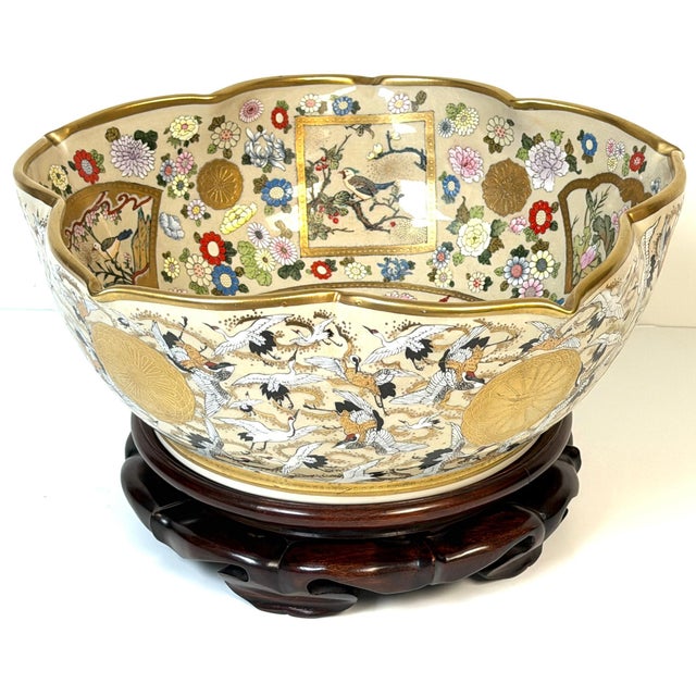 Exceptional Monumental Meiji Period Kyoto Satsuma Bowl, Attrib. Kinkozan Studio For Sale - Image 15 of 16