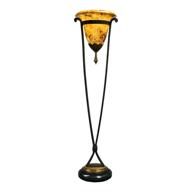 Maitland-Smith Pen Shell Torchere Floor Lamp For Sale