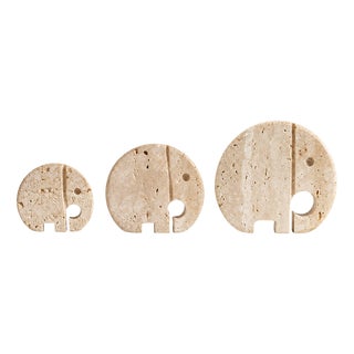 Italian Travertine Elephant Sculptures by Enzo Mari, 1970s, Set of 3 For Sale