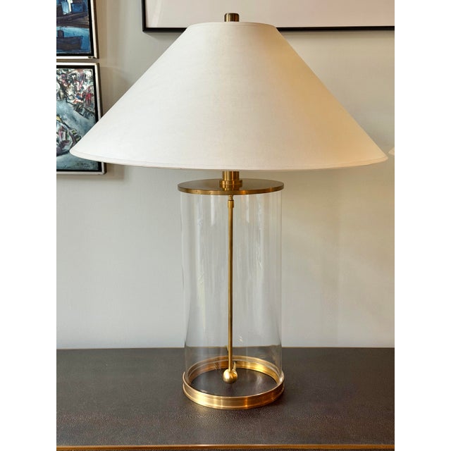 Metal Ralph Lauren Modern Glass and Natural Brass Table Lamps, a Pair For Sale - Image 7 of 7
