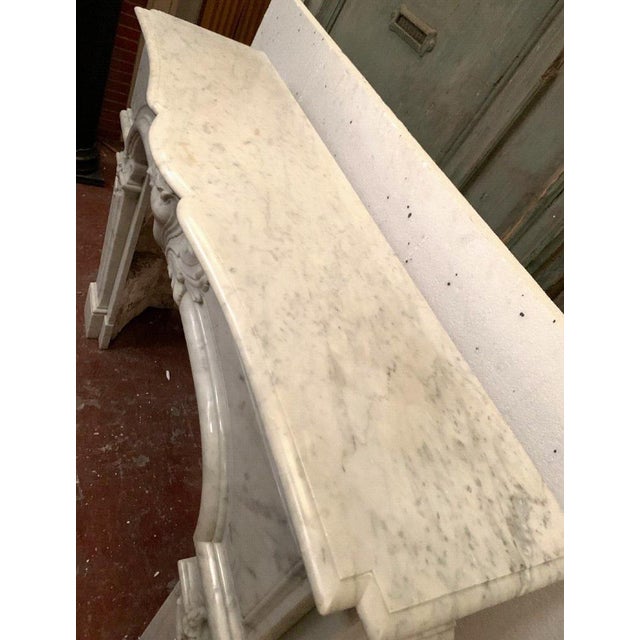 Regency Style Fireplace in White Carrara Marble, 1800s For Sale - Image 11 of 15