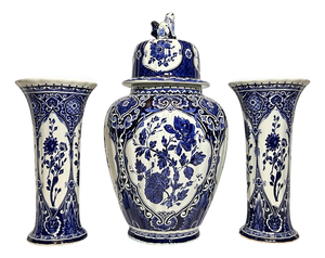 Large Royal Sphinx Blue Garniture Set by Boch Delft, 20th Century, Set of 3